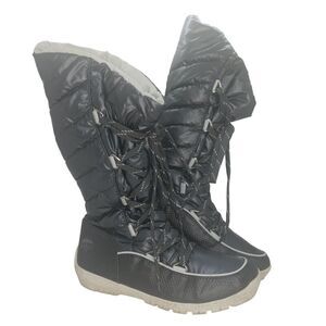 Totes Aria Womens Pre-owned Tall Pewter Gray & White Waterproof Boots - sz. 7M